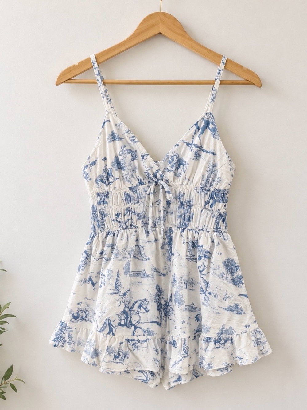 No Boundaries Blue & White Mini Romper Dress Size Small